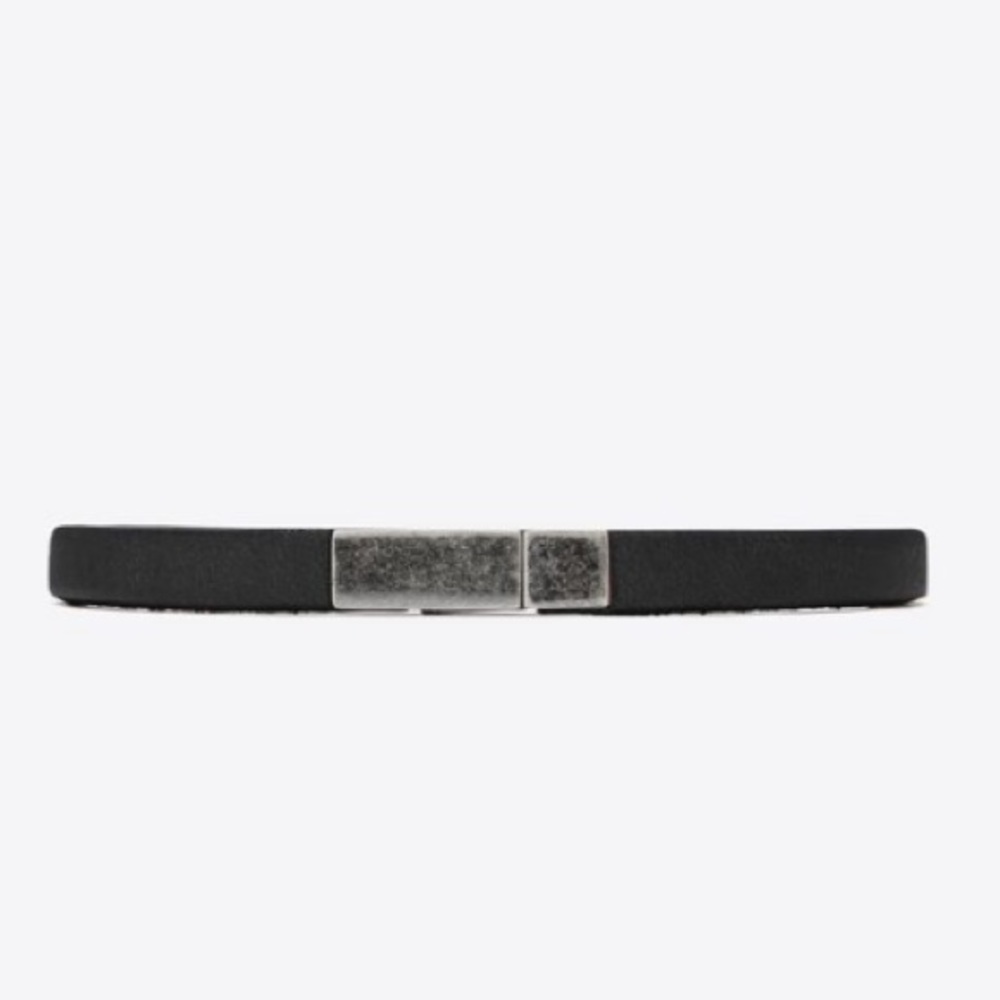 YSL Saint Laurent ID Plaque Bracelet in Black Leather - Picture 3 of 9